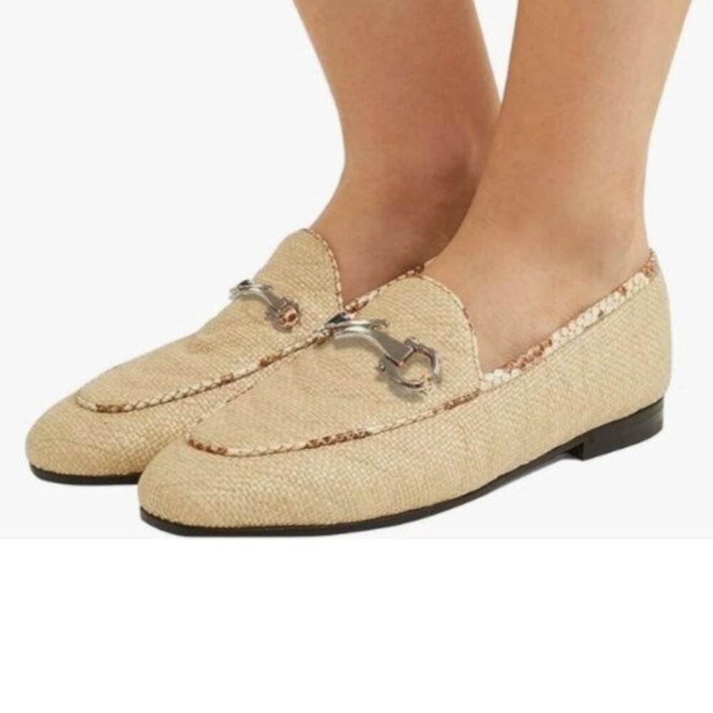 YDN Navajowhite Office Loafer Comfort Gold Chain Low Chunky Heel Almond Toe Shoe